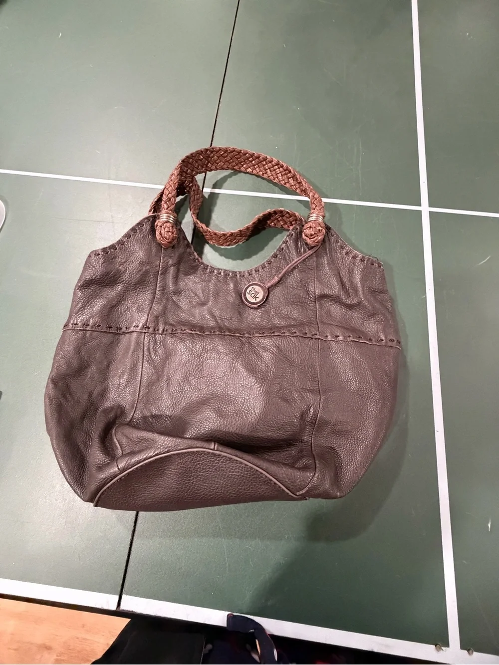 The Sak Brown Braided-Handle Hobo Bag